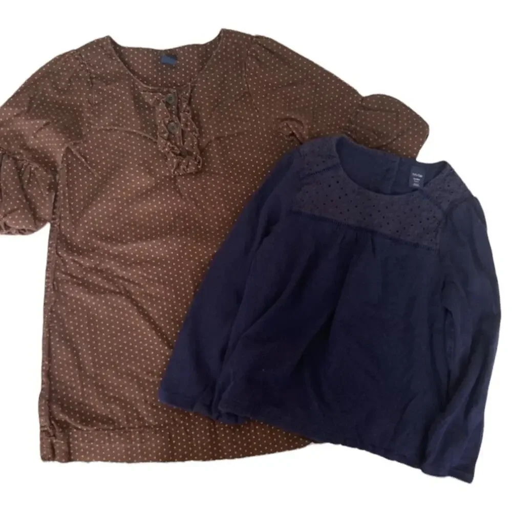 Baby Gap Lot of 2 Brown Dress Blue Long Sleeve Shirt Sz 4